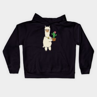 Alpaca with cactus Kids Hoodie